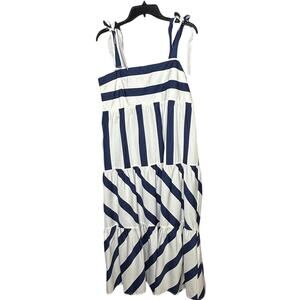 Everlily Nautical Smocked White & Blue Resort Wear Vacation Dress Size Large